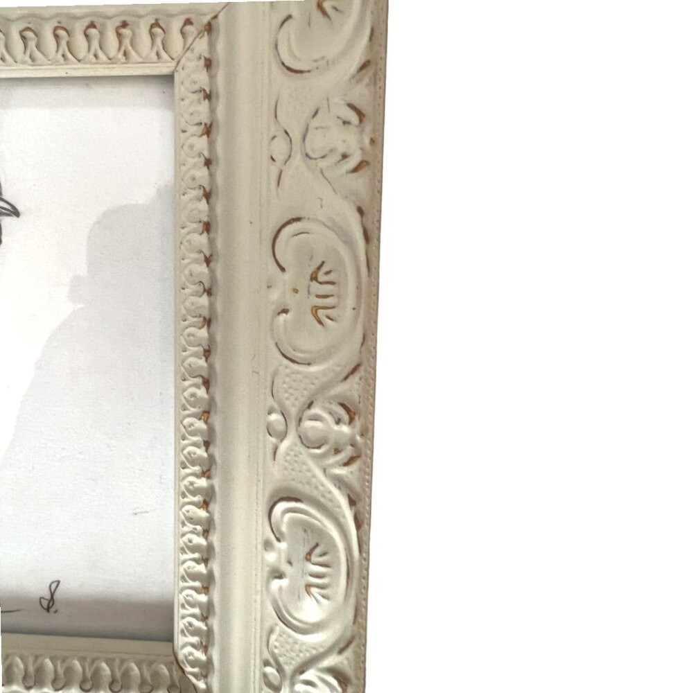 ROOSTER DRAWING White Ornate Cream Frame Signed Pencil Drawing 10.75" x 7.75" H - Picture 9 of 12